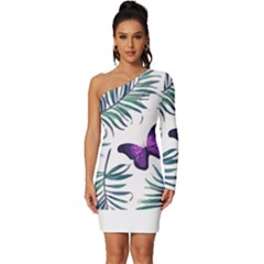 Hawaii T- Shirt Hawaii Peacock Pattern T- Shirt Long Sleeve One Shoulder Mini Dress by maxcute