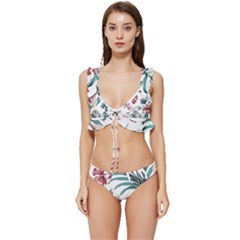 Hawaii T- Shirt Hawaii Puff Pattern T- Shirt Low Cut Ruffle Edge Bikini Set by maxcute