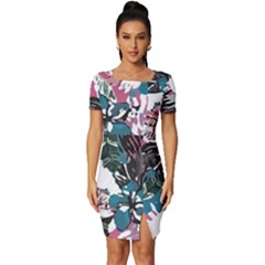 Hawaii T- Shirt Hawaii Quater Pattern T- Shirt Fitted Knot Split End Bodycon Dress