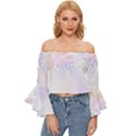 Hawaii T- Shirt Hawaii Shrimp Flowers T- Shirt Off Shoulder Flutter Bell Sleeve Top View1