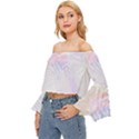 Hawaii T- Shirt Hawaii Shrimp Flowers T- Shirt Off Shoulder Flutter Bell Sleeve Top View2