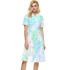 Hawaii T- Shirt Hawaii Sole Flowers T- Shirt Button Top Knee Length Dress