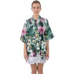 Hawaii T- Shirt Hawaii Souls Pattern T- Shirt Half Sleeve Satin Kimono  by maxcute