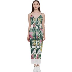 Hawaii T- Shirt Hawaii Souls Pattern T- Shirt V-neck Spaghetti Strap Tie Front Jumpsuit