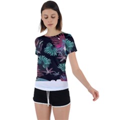 Hawaii T- Shirt Hawaii Trend Garden T- Shirt Back Circle Cutout Sports Tee by maxcute