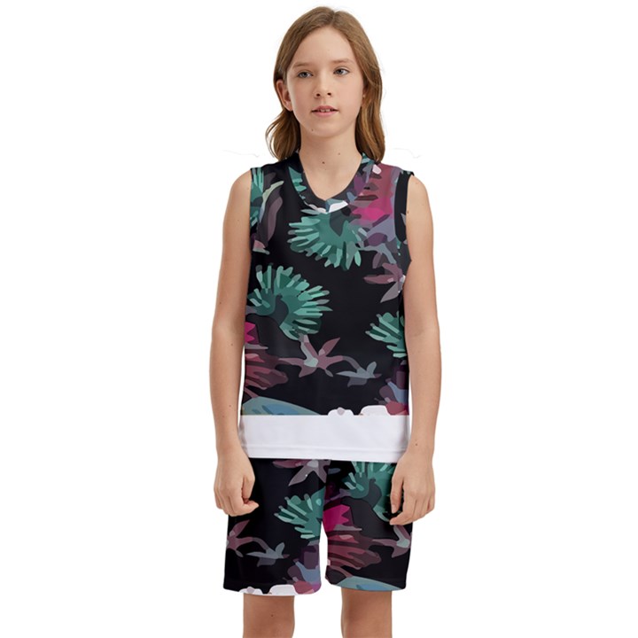 Hawaii T- Shirt Hawaii Trend Garden T- Shirt Kids  Basketball Mesh Set