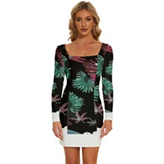 Hawaii T- Shirt Hawaii Trend Garden T- Shirt Long Sleeve Square Neck Bodycon Velour Dress by maxcute