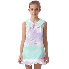 Hawaii T- Shirt Hawaii Umbelifloral Pattern T- Shirt Kids  Pilgrim Collar Ruffle Hem Dress