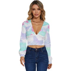 Hawaii T- Shirt Hawaii Umbelifloral Pattern T- Shirt Long Sleeve Deep-v Velour Top