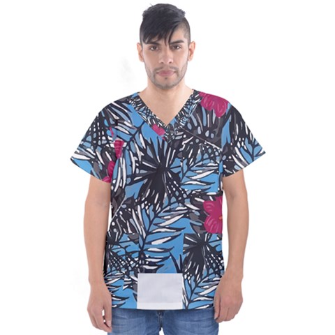 Hawaii T- Shirt Hawaii Vanilla Flowers T- Shirt Men s V-neck Scrub Top by maxcute