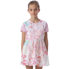 Hawaii T- Shirt Hawaii Waterfall Flowers T- Shirt Kids  Short Sleeve Pinafore Style Dress