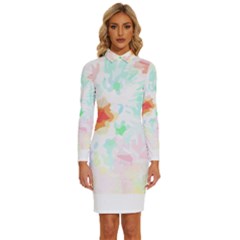 Hawaii T- Shirt Hawaii Wax Flowers T- Shirt Long Sleeve Shirt Collar Bodycon Dress