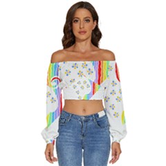 Heart Design T- Shirtheart T- Shirt (1) Long Sleeve Crinkled Weave Crop Top