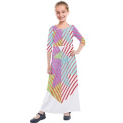 Heart Design T- Shirtheart T- Shirt (2) Kids  Quarter Sleeve Maxi Dress by maxcute