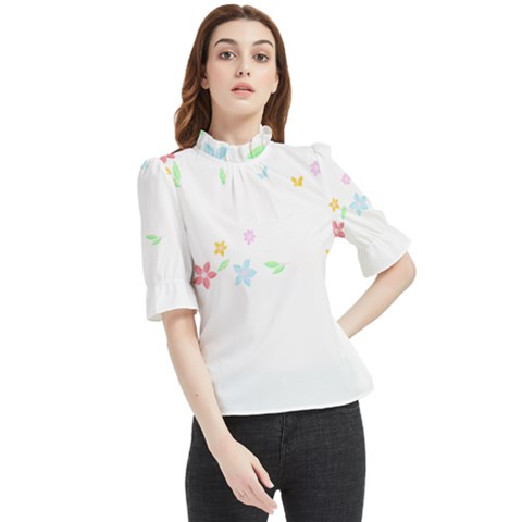 Hello Spring T- Shirt Happy Spring Yall Flowers Bloom Floral First Day Of Spring T- Shirt Frill Neck Blouse by maxcute