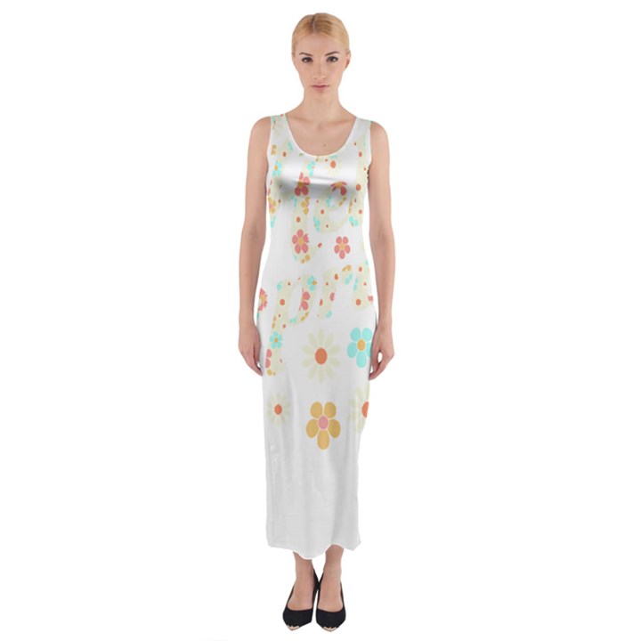 Hello Spring T- Shirt Hello Spring Trendy Easter Daisy Flower Cute Floral Pattern 3 Fitted Maxi Dress