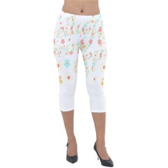 Hello Spring T- Shirt Hello Spring Trendy Easter Daisy Flower Cute Floral Pattern 3 Lightweight Velour Capri Leggings  by maxcute