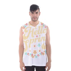 Hello Spring T- Shirt Hello Spring Trendy Easter Daisy Flower Cute Floral Pattern T- Shirt Men s Basketball Tank Top by maxcute