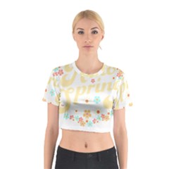 Hello Spring T- Shirt Hello Spring Trendy Easter Daisy Flower Cute Floral Pattern T- Shirt Cotton Crop Top by maxcute