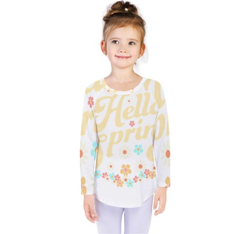 Hello Spring T- Shirt Hello Spring Trendy Easter Daisy Flower Cute Floral Pattern T- Shirt Kids  Long Sleeve Tee by maxcute