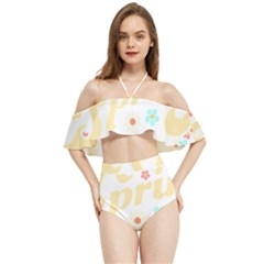 Hello Spring T- Shirt Hello Spring Trendy Easter Daisy Flower Cute Floral Pattern T- Shirt Halter Flowy Bikini Set 