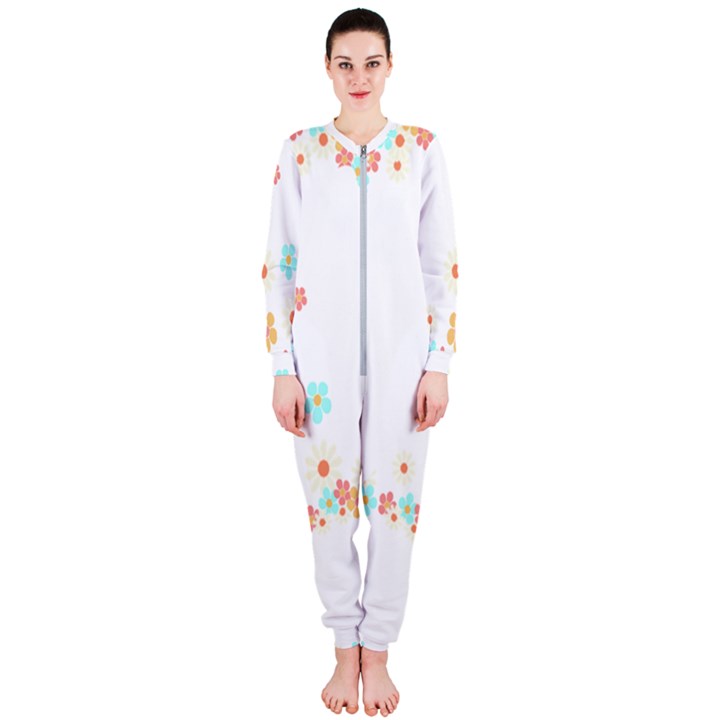 Hello Spring T- Shirt Hello Spring Trendy Easter Daisy Flower Cute Floral Pattern OnePiece Jumpsuit (Ladies)