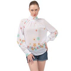 Hello Spring T- Shirt Hello Spring Trendy Easter Daisy Flower Cute Floral Pattern High Neck Long Sleeve Chiffon Top by maxcute