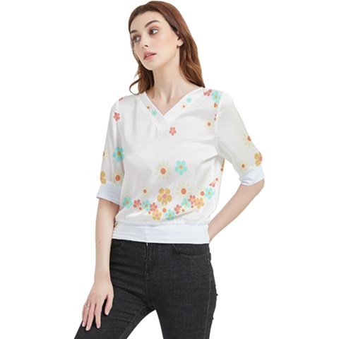 Hello Spring T- Shirt Hello Spring Trendy Easter Daisy Flower Cute Floral Pattern Quarter Sleeve Blouse by maxcute