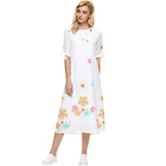 Hello Spring T- Shirt Hello Spring Trendy Easter Daisy Flower Cute Floral Pattern Bow Sleeve Chiffon Midi Dress by maxcute