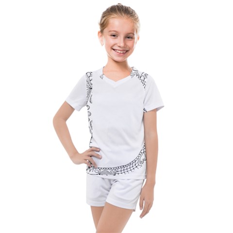 Henna Alphabet T- Shirt Henna Alphabet D Kids  Mesh Tee And Shorts Set by maxcute