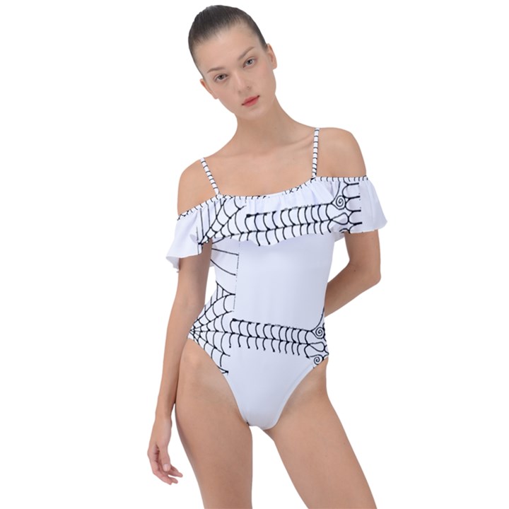 Henna Alphabet T- Shirt Henna Alphabet F Frill Detail One Piece Swimsuit