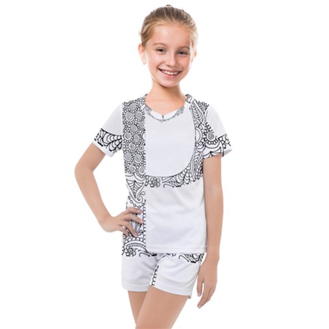 Henna Alphabet T- Shirt Henna Alphabet P Kids  Mesh Tee And Shorts Set by maxcute