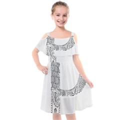 Henna Alphabet T- Shirt Henna Alphabet P Kids  Cut Out Shoulders Chiffon Dress by maxcute