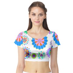 Hippie T- Shirt Psychedelic Floral Power Pattern T- Shirt Short Sleeve Crop Top