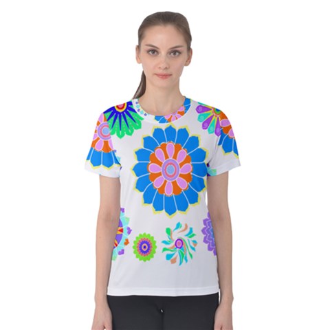 Hippie T- Shirt Psychedelic Floral Power Pattern T- Shirt Women s Cotton Tee by maxcute