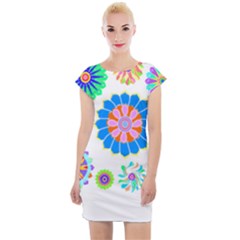 Hippie T- Shirt Psychedelic Floral Power Pattern T- Shirt Cap Sleeve Bodycon Dress by maxcute