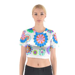 Hippie T- Shirt Psychedelic Floral Power Pattern T- Shirt Cotton Crop Top by maxcute