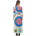 Hippie T- Shirt Psychedelic Floral Power Pattern T- Shirt Button Up Boho Maxi Dress View2