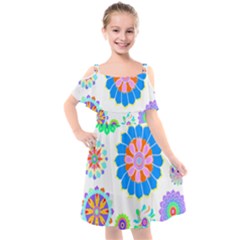 Hippie T- Shirt Psychedelic Floral Power Pattern T- Shirt Kids  Cut Out Shoulders Chiffon Dress by maxcute