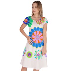 Hippie T- Shirt Psychedelic Floral Power Pattern T- Shirt Classic Short Sleeve Dress by maxcute