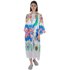 Hippie T- Shirt Psychedelic Floral Power Pattern T- Shirt Maxi Satin Kimono by maxcute