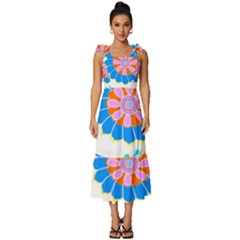 Hippie T- Shirt Psychedelic Floral Power Pattern T- Shirt Tie-strap Tiered Midi Chiffon Dress by maxcute