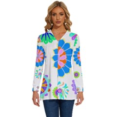 Hippie T- Shirt Psychedelic Floral Power Pattern T- Shirt Long Sleeve Drawstring Hooded Top by maxcute