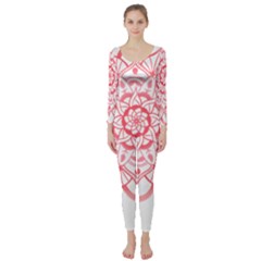 Intricate Mandala T- Shirt Shades Of Pink Floral Mandala T- Shirt Long Sleeve Catsuit by maxcute