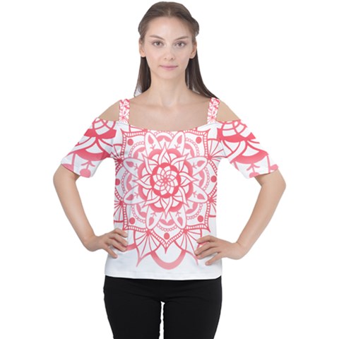 Intricate Mandala T- Shirt Shades Of Pink Floral Mandala T- Shirt Cutout Shoulder Tee by maxcute