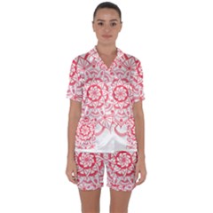 Intricate Mandala T- Shirt Shades Of Pink Floral Mandala T- Shirt Satin Short Sleeve Pajamas Set by maxcute