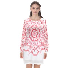 Intricate Mandala T- Shirt Shades Of Pink Floral Mandala T- Shirt Long Sleeve Chiffon Shift Dress  by maxcute