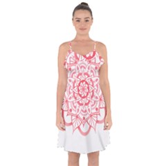 Intricate Mandala T- Shirt Shades Of Pink Floral Mandala T- Shirt Ruffle Detail Chiffon Dress by maxcute