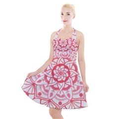 Intricate Mandala T- Shirt Shades Of Pink Floral Mandala T- Shirt Halter Party Swing Dress  by maxcute