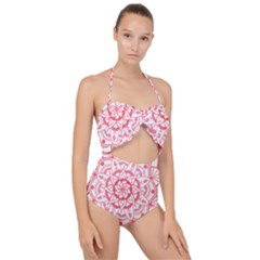 Intricate Mandala T- Shirt Shades Of Pink Floral Mandala T- Shirt Scallop Top Cut Out Swimsuit by maxcute